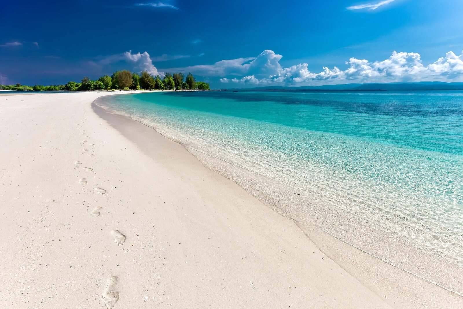 White sand beach with turquoise water
